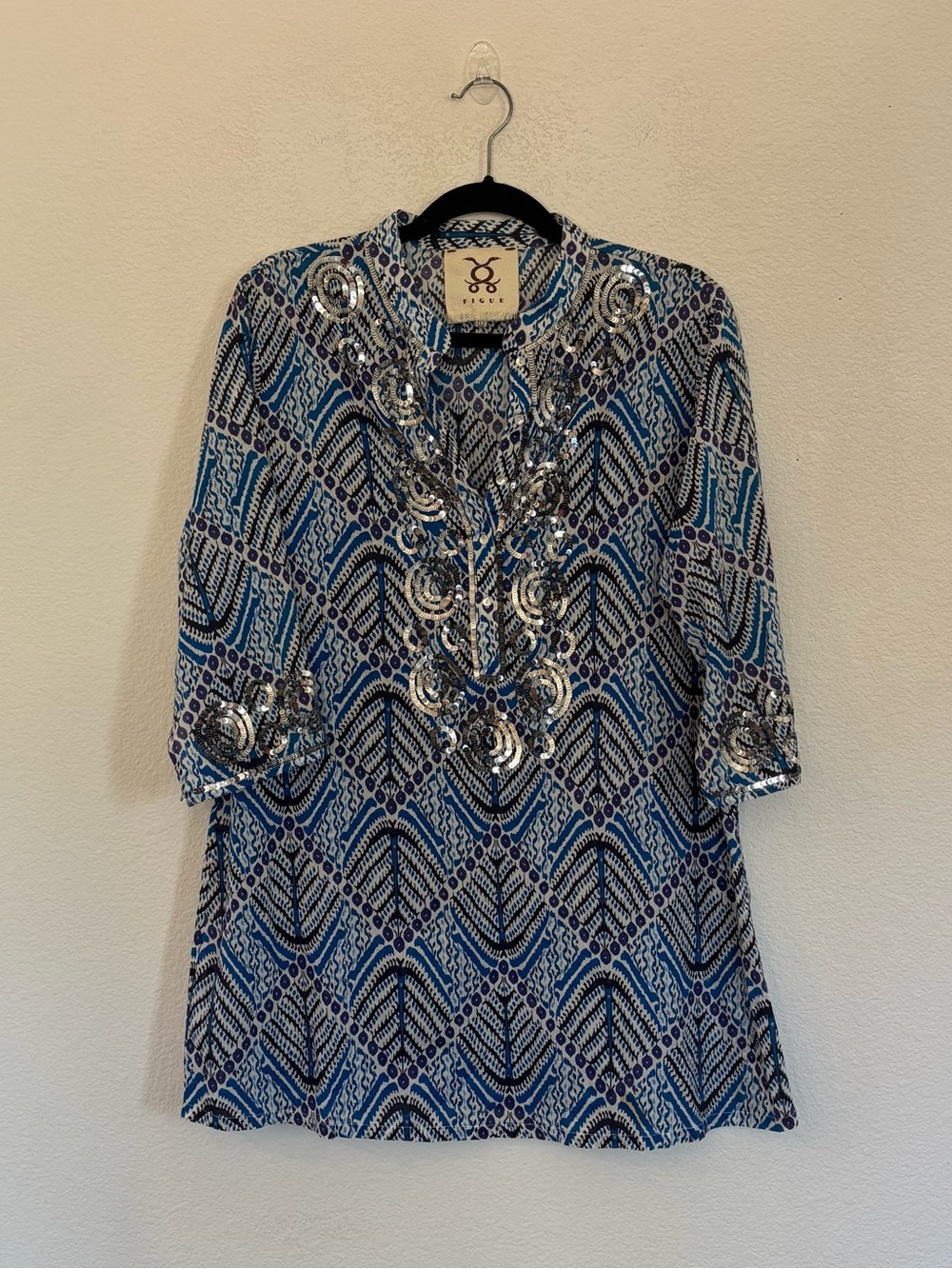 Figue Jasmine Sequins Printed Tunic Top
